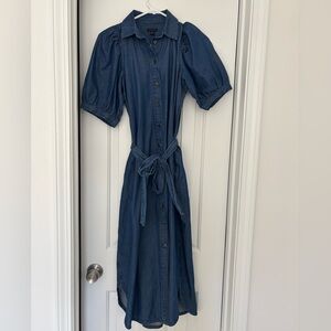 Ann Taylor Indigo Midi Dress with Button Detail
